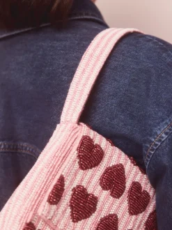 Pink Heart Beaded Shoulder Bag