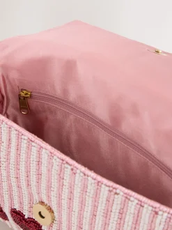 Pink Heart Beaded Shoulder Bag