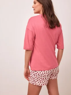Pink Heart Maternity Short Set Pyjamas