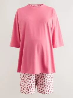 Pink Heart Maternity Short Set Pyjamas