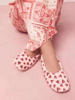 Pink Hearts Ballet Slippers