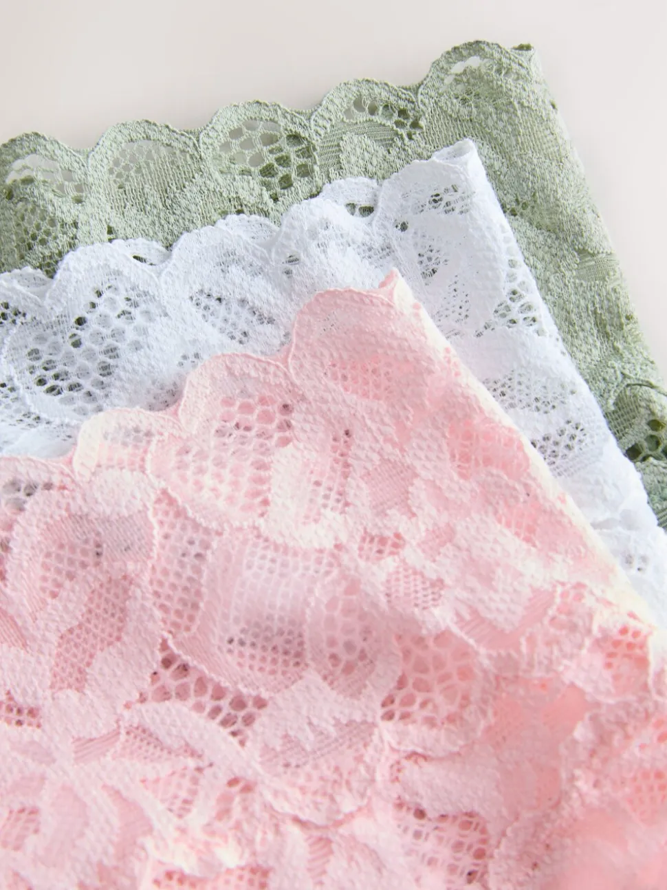 Pink High Waist High Leg All Over Lace Knickers 3 Pack