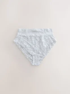 Pink High Waist High Leg All Over Lace Knickers 3 Pack