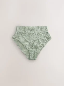 Pink High Waist High Leg All Over Lace Knickers 3 Pack