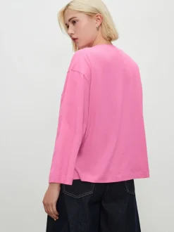 Pink Long Sleeve Heavyweight Crew Neck T-Shirt