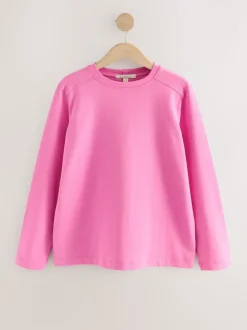 Pink Long Sleeve Heavyweight Crew Neck T-Shirt