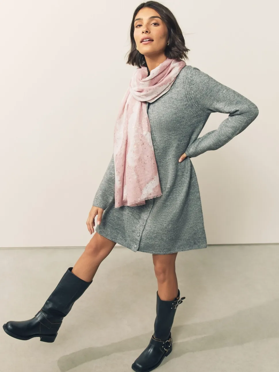 Pink Marble Foil Lightweight Scarf