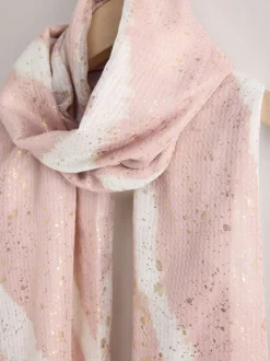 Pink Marble Foil Lightweight Scarf
