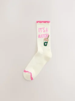 Pink Matcha Cushion Sole Sports Ankle Socks 3 Pack