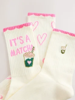 Pink Matcha Cushion Sole Sports Ankle Socks 3 Pack