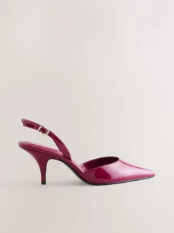 Pink Patent Forever Comfort® Pointed Toe Curvy Slingback Heels