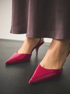 Pink Patent Forever Comfort® Pointed Toe Curvy Slingback Heels