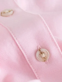 Pink Relaxed 100% Cotton Button Down Casual Long Sleeve Shirt