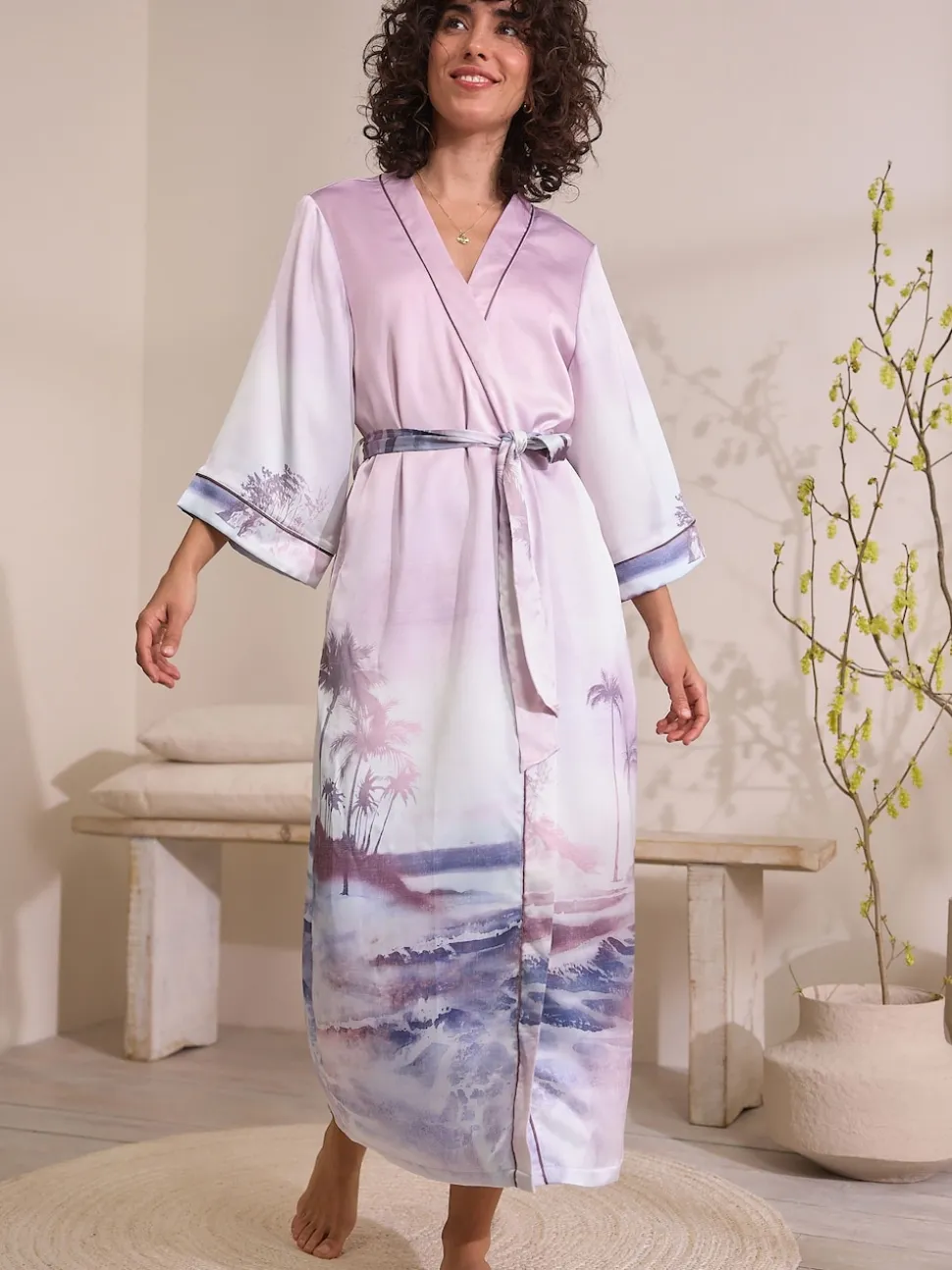 Pink Scene Lightweight Dressing Gown