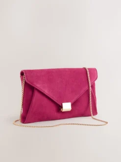 Pink Suede Clutch Bag