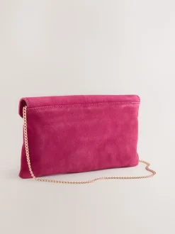 Pink Suede Clutch Bag