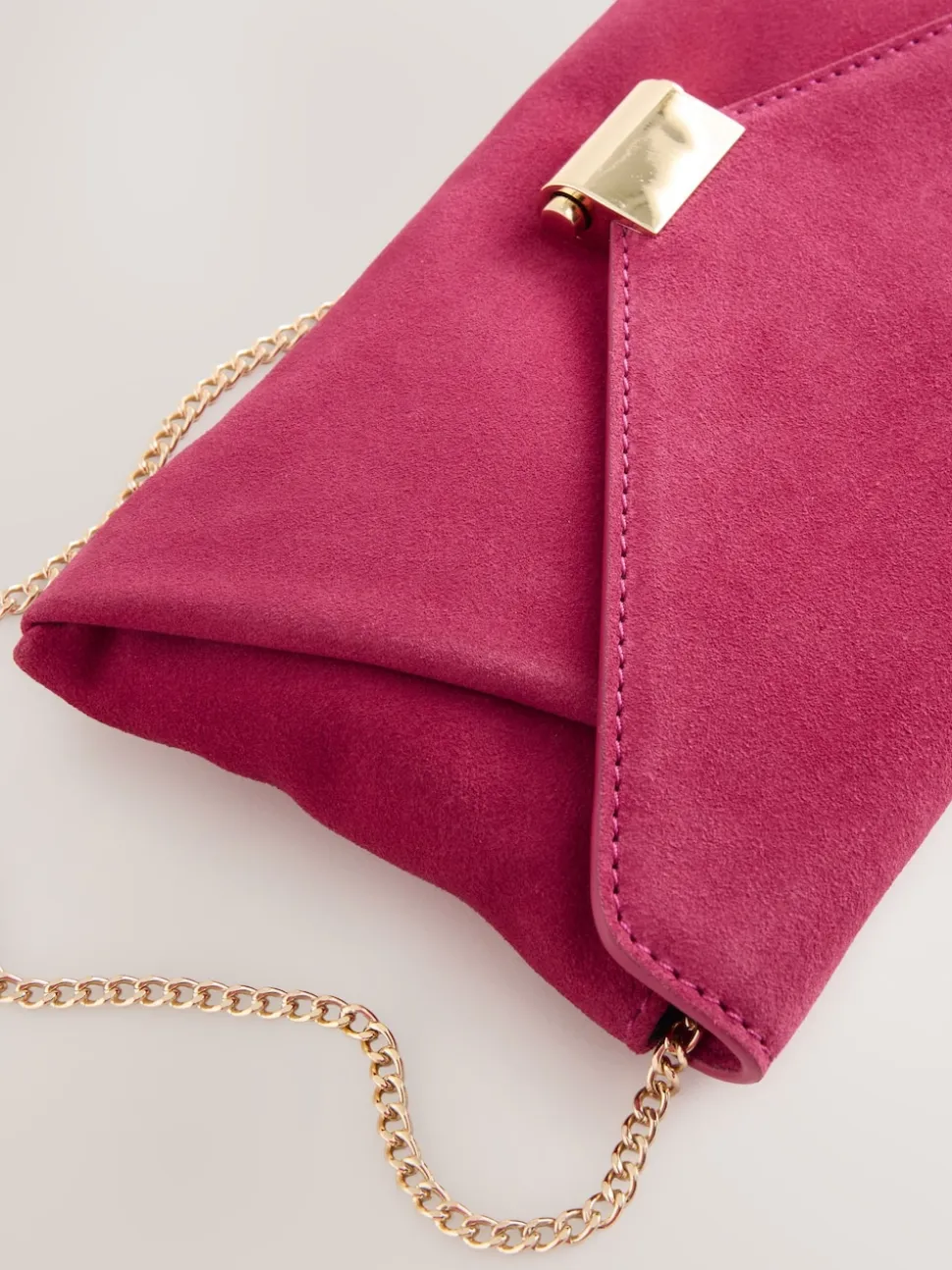 Pink Suede Clutch Bag