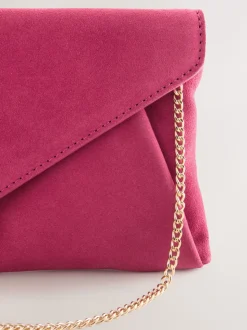 Pink Suede Clutch Bag
