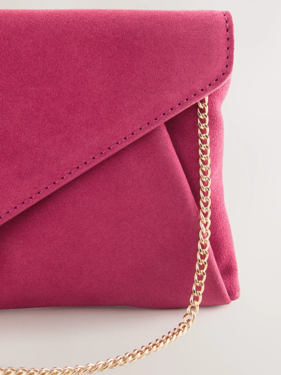 Pink Suede Clutch Bag