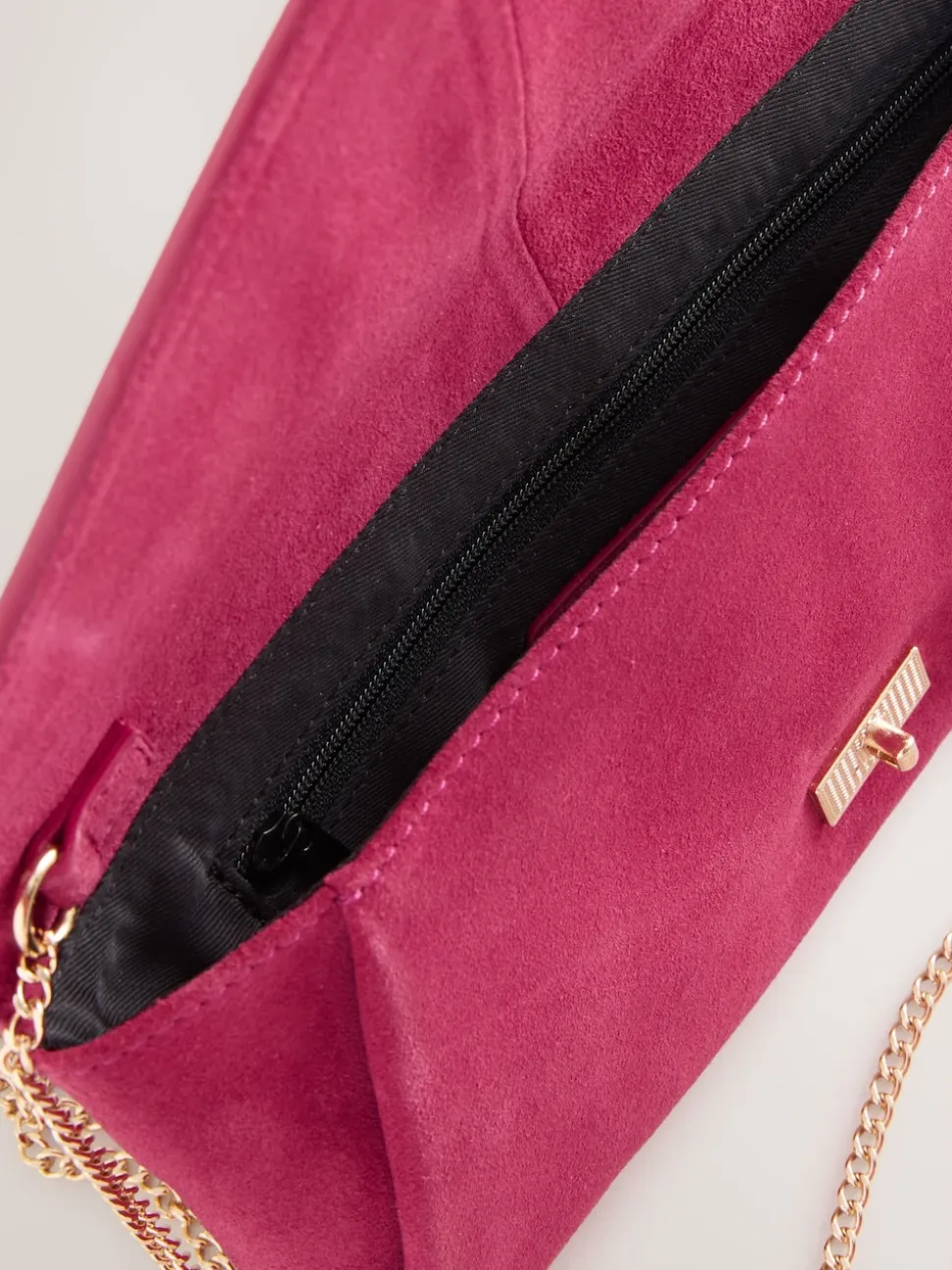 Pink Suede Clutch Bag