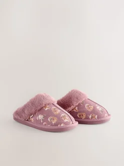 Pink Suede Mule Charlie Cockapoo Faux Fur Slippers