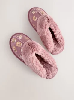 Pink Suede Mule Charlie Cockapoo Faux Fur Slippers