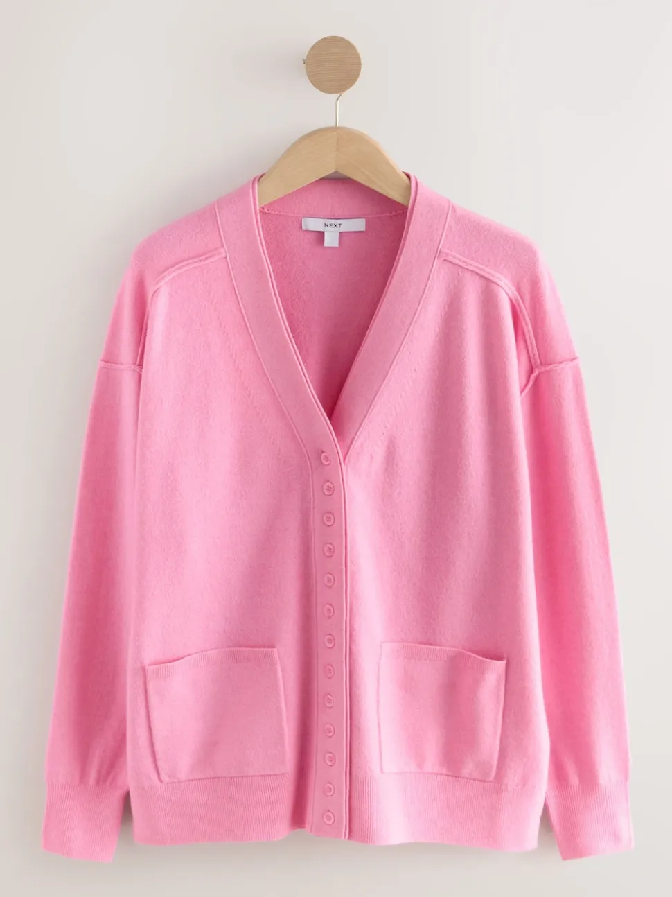 Pink Supersoft V-Neck Cardigan With Pockets