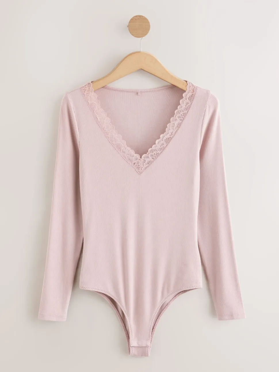 Pink Thermal Base Layer Lace Trim Bodysuit