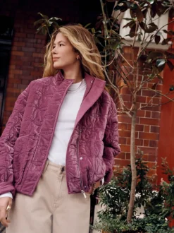 Pink Velvet Quilted Jacket