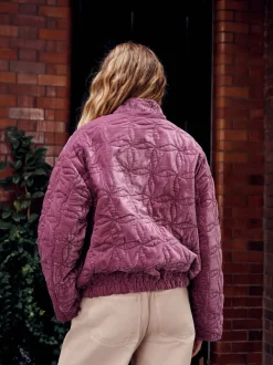 Pink Velvet Quilted Jacket
