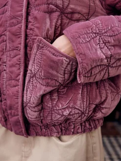 Pink Velvet Quilted Jacket