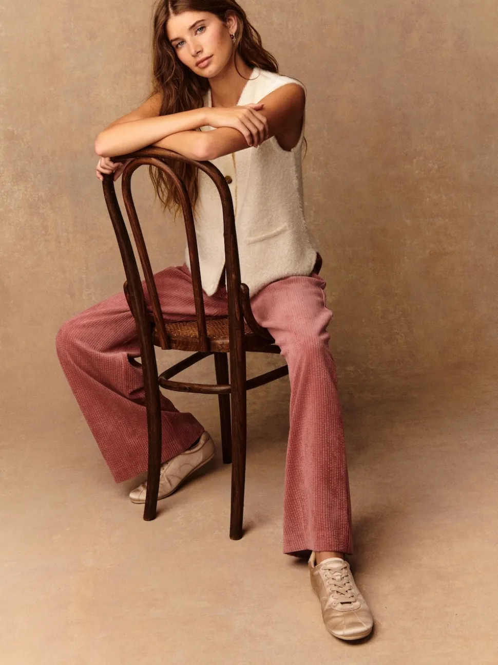 Pink Wide Leg Soft Cord Trousers