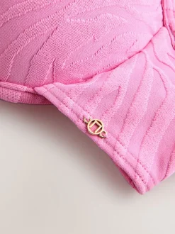Pink Zebra Textured Padded Wired Plunge Bikini Top