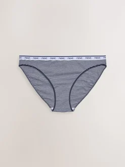 Pink/Blue Stripe High Leg Cotton Logo Knickers 4 Pack