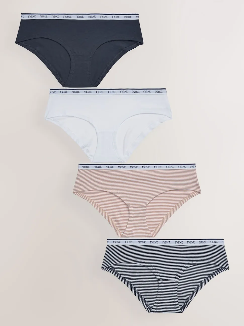 Pink/Blue Stripe Short Cotton Logo Knickers 4 Pack