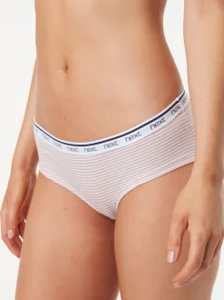 Pink/Blue Stripe Short Cotton Logo Knickers 4 Pack