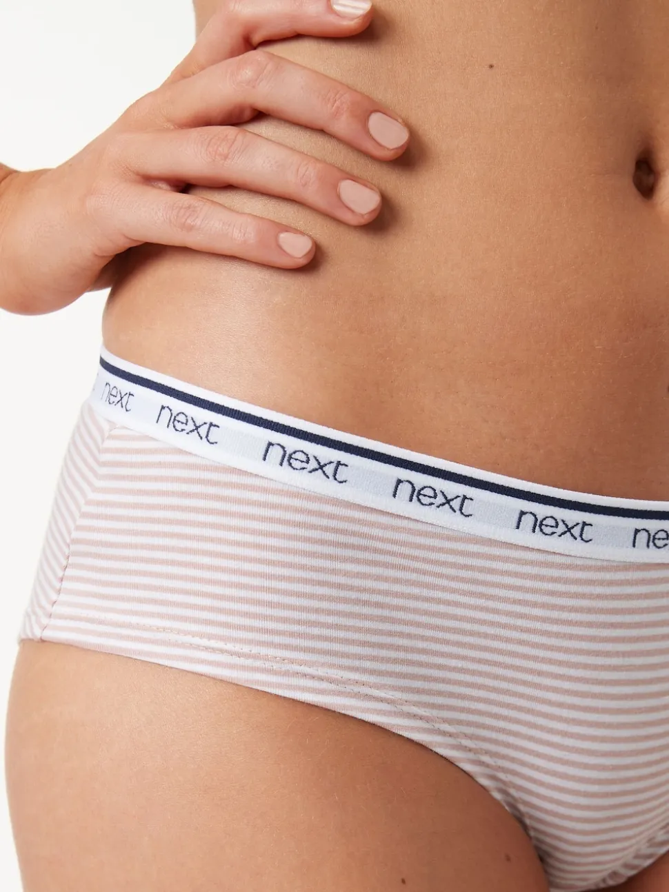 Pink/Blue Stripe Short Cotton Logo Knickers 4 Pack
