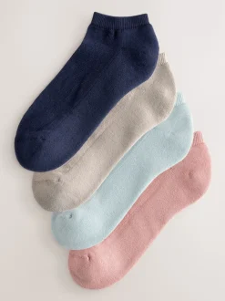 Pink/Blue/Neutral Cushion Sole Trainer Socks 4 Pack