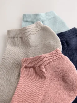 Pink/Blue/Neutral Cushion Sole Trainer Socks 4 Pack