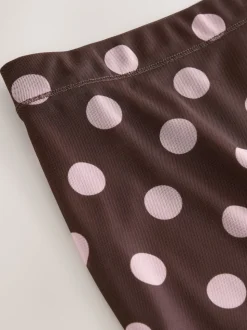 Pink/Brown Polka Dot Mesh Midi Pencil Skirt