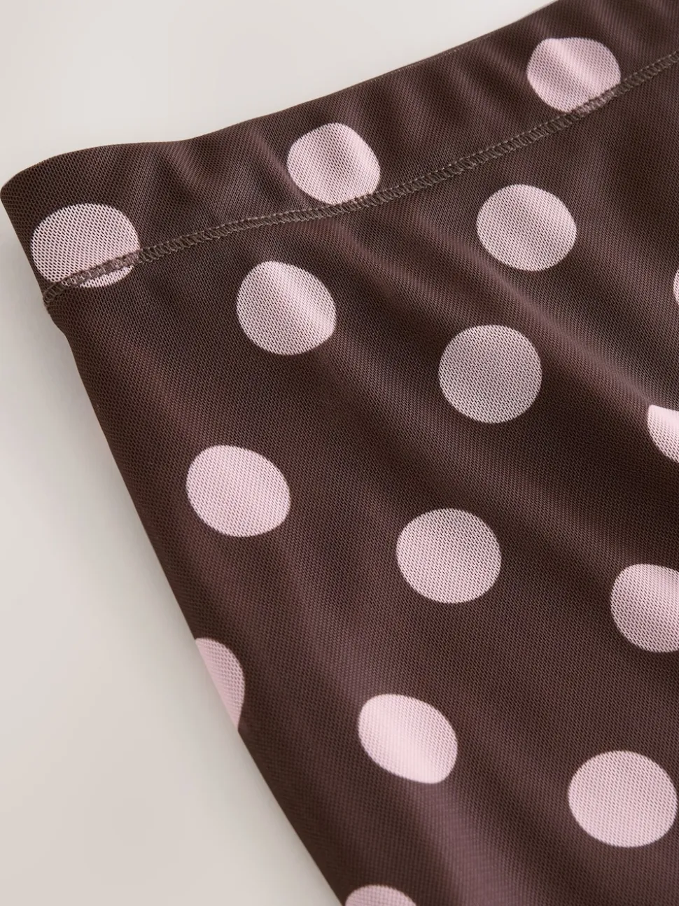 Pink/Brown Polka Dot Mesh Midi Pencil Skirt