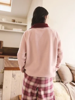 Pink/Burgundy Red Half Zip Graphic Fleece