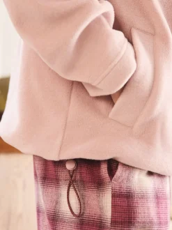 Pink/Burgundy Red Half Zip Graphic Fleece