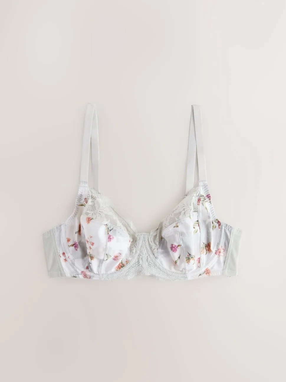 Pink/Cream/Green Floral DD+ Non Pad Full Cup Bras 3 Pack