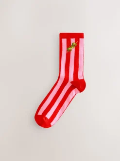 Pink/Green 'Olive You' Ankle Socks 4 Pack
