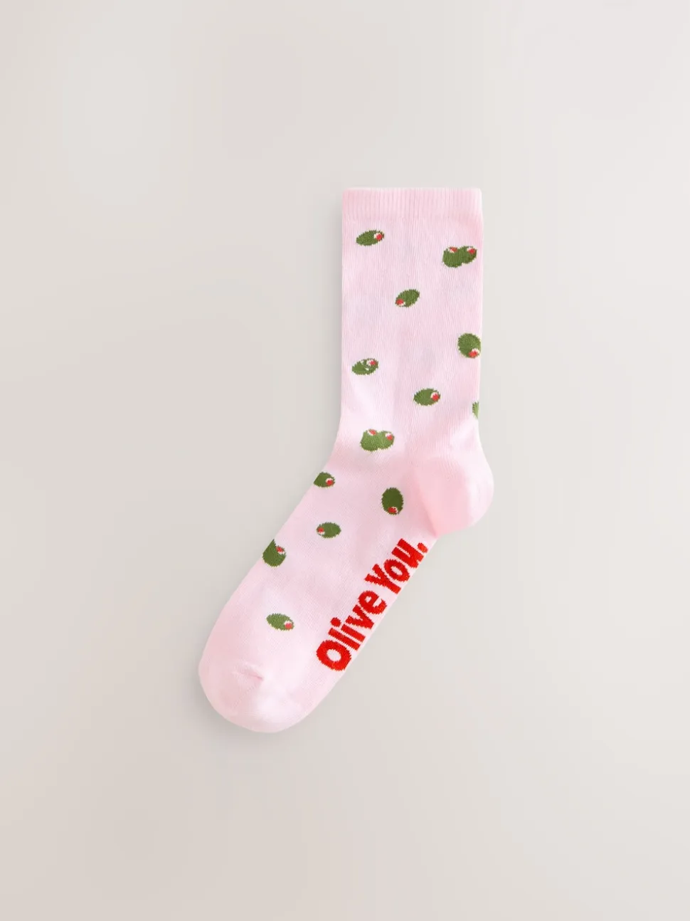 Pink/Green 'Olive You' Ankle Socks 4 Pack
