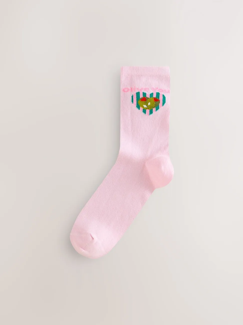 Pink/Green 'Olive You' Ankle Socks 4 Pack