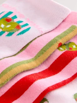 Pink/Green 'Olive You' Ankle Socks 4 Pack