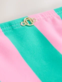 Pink/Green Stripe Tie Side Bikini Bottoms