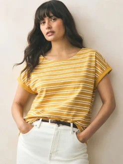 Pink/Green/White/Yellow Stripe/ Palm Print Cap Sleeve T-Shirts 5 Pack
